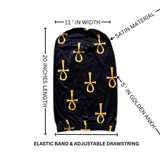 Black & Gold Ankh Loc Cap