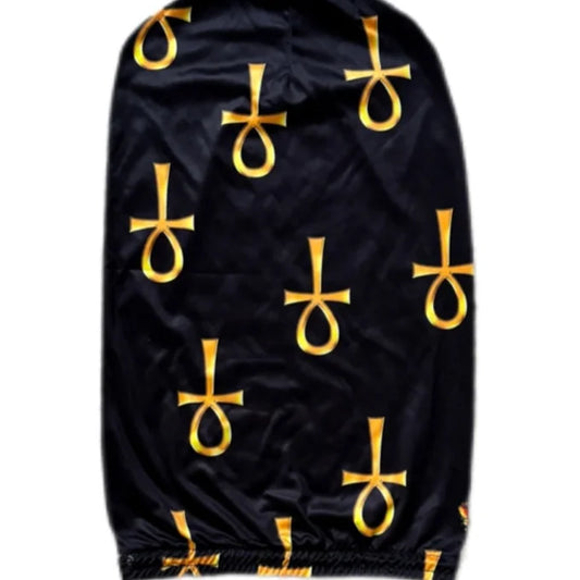 Black & Gold Ankh Loc Cap