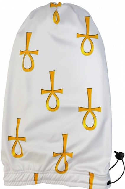 White & Gold Ankh Loc Cap