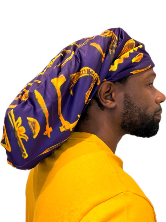 Royal Purple & Yellow Loc Cap