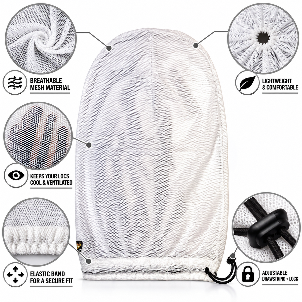 White Mesh Loc Cap