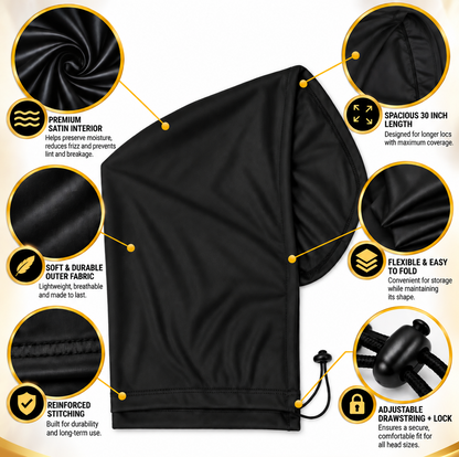 Solid Black - Extended Length Loc Cap