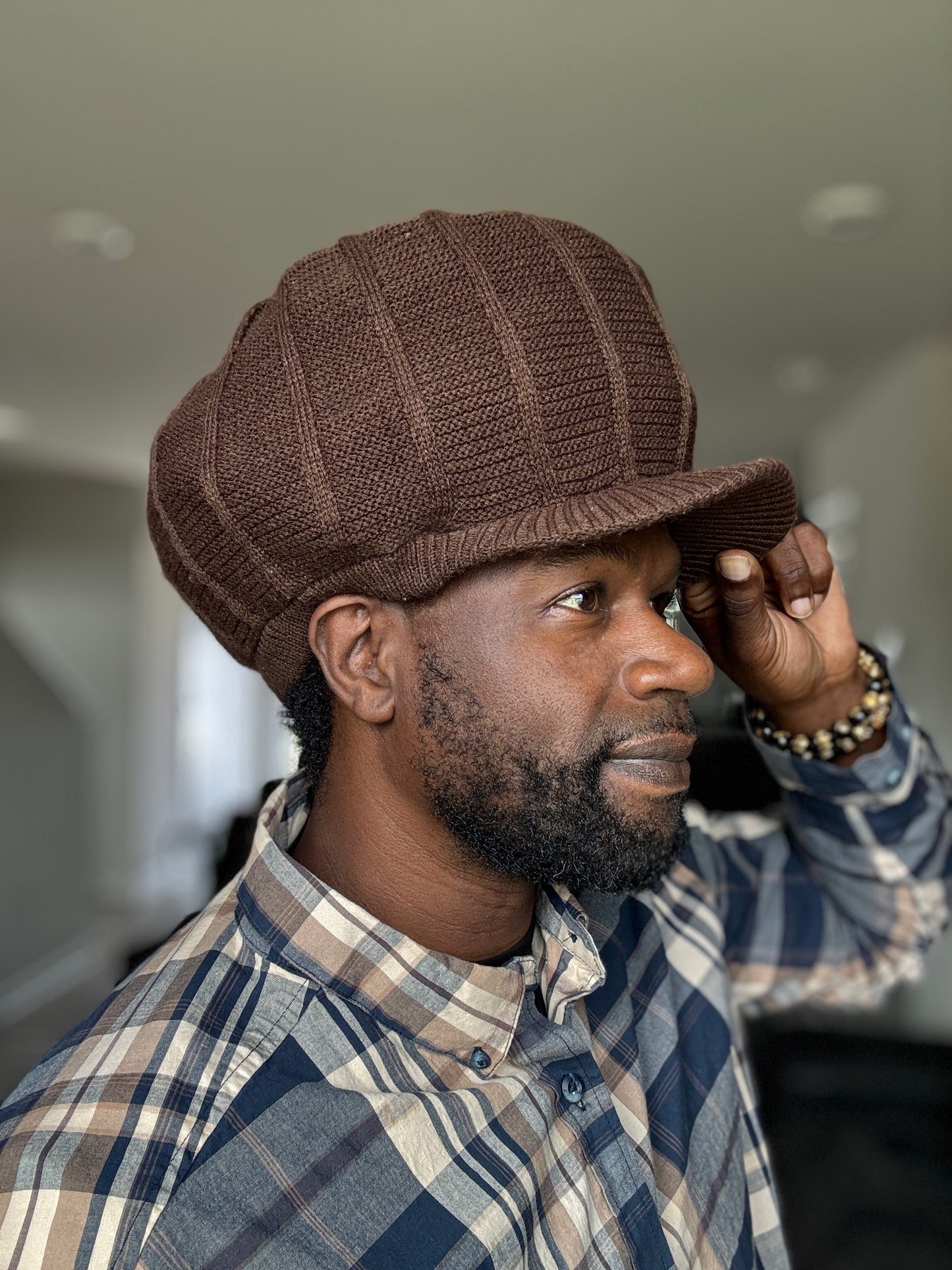 Brown Satin Insulated Beanie