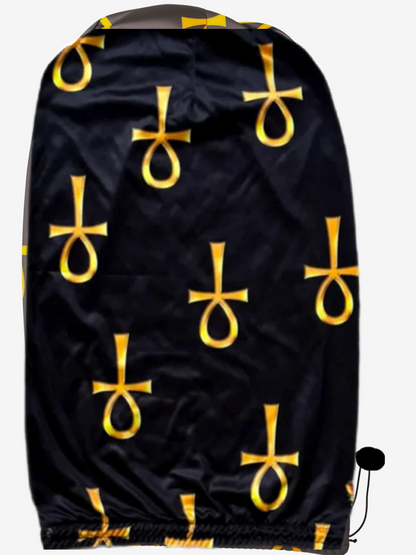 Black & Gold Ankh Loc Cap