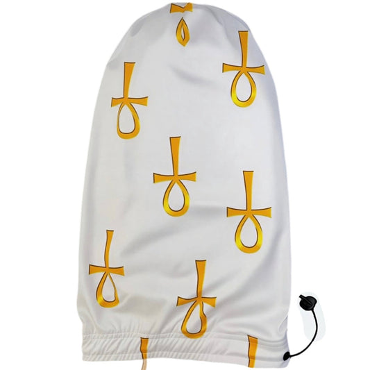 White & Gold Ankh Loc Cap