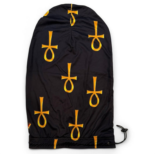 Black & Gold Ankh Loc Cap