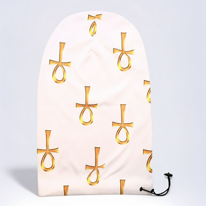 White & Gold Ankh Loc Cap
