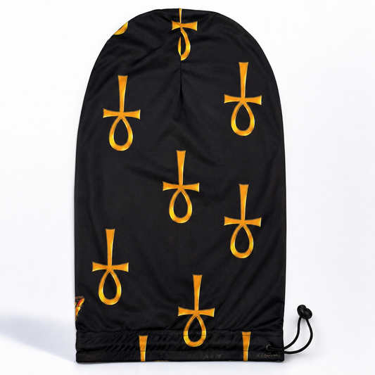 Black & Gold Ankh Loc Cap