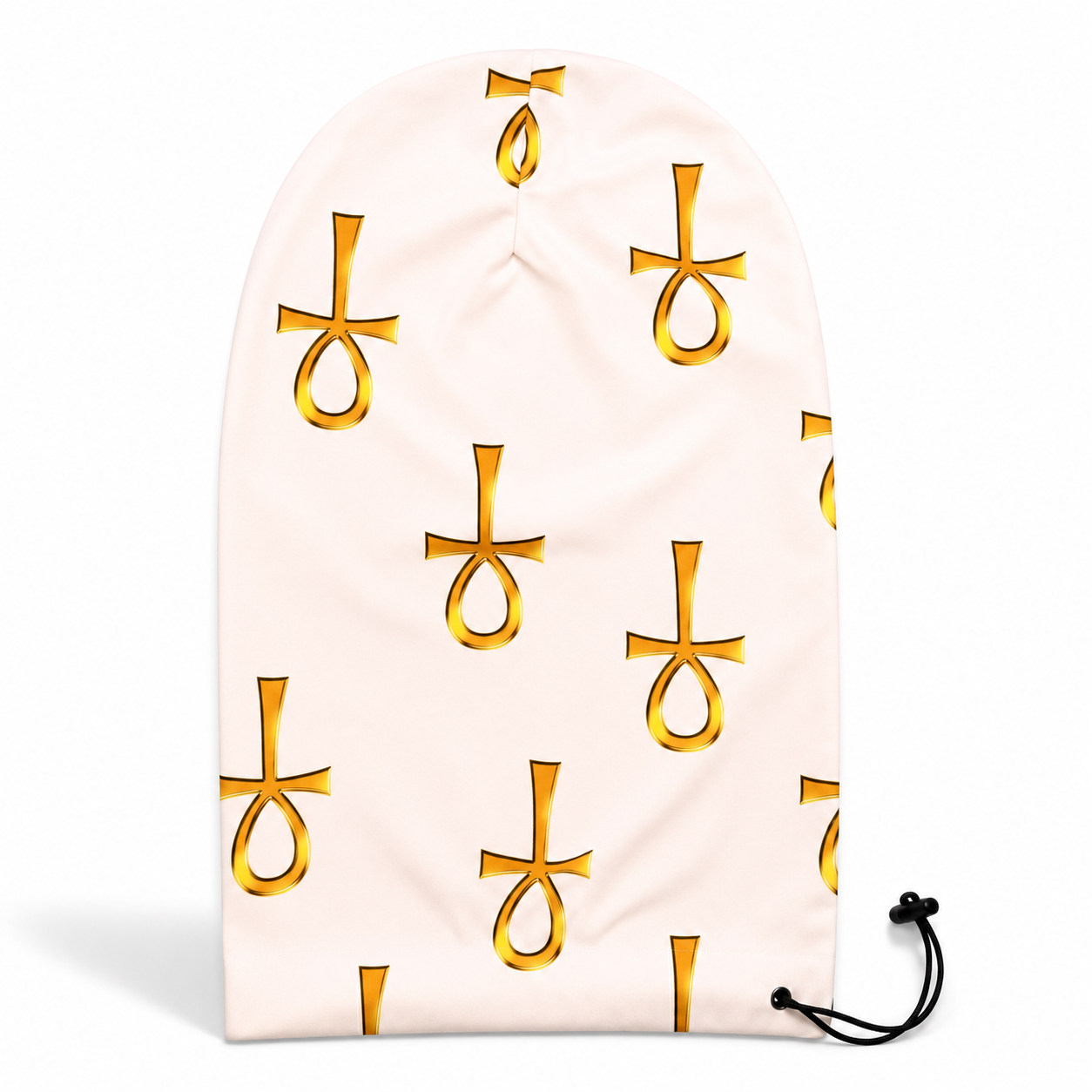 White & Gold Ankh Loc Cap