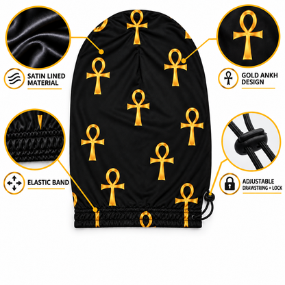 Black & Gold Ankh Loc Cap