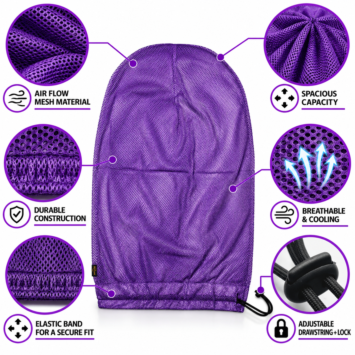 Purple Mesh Loc Cap