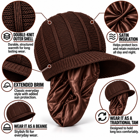 Brown Satin Insulated Beanie