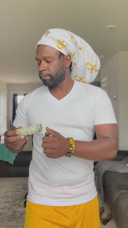 Black & Gold Ankh Loc Cap